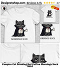 Vampire Cat Drinking Hot Coffee Mornings Suck Shirt