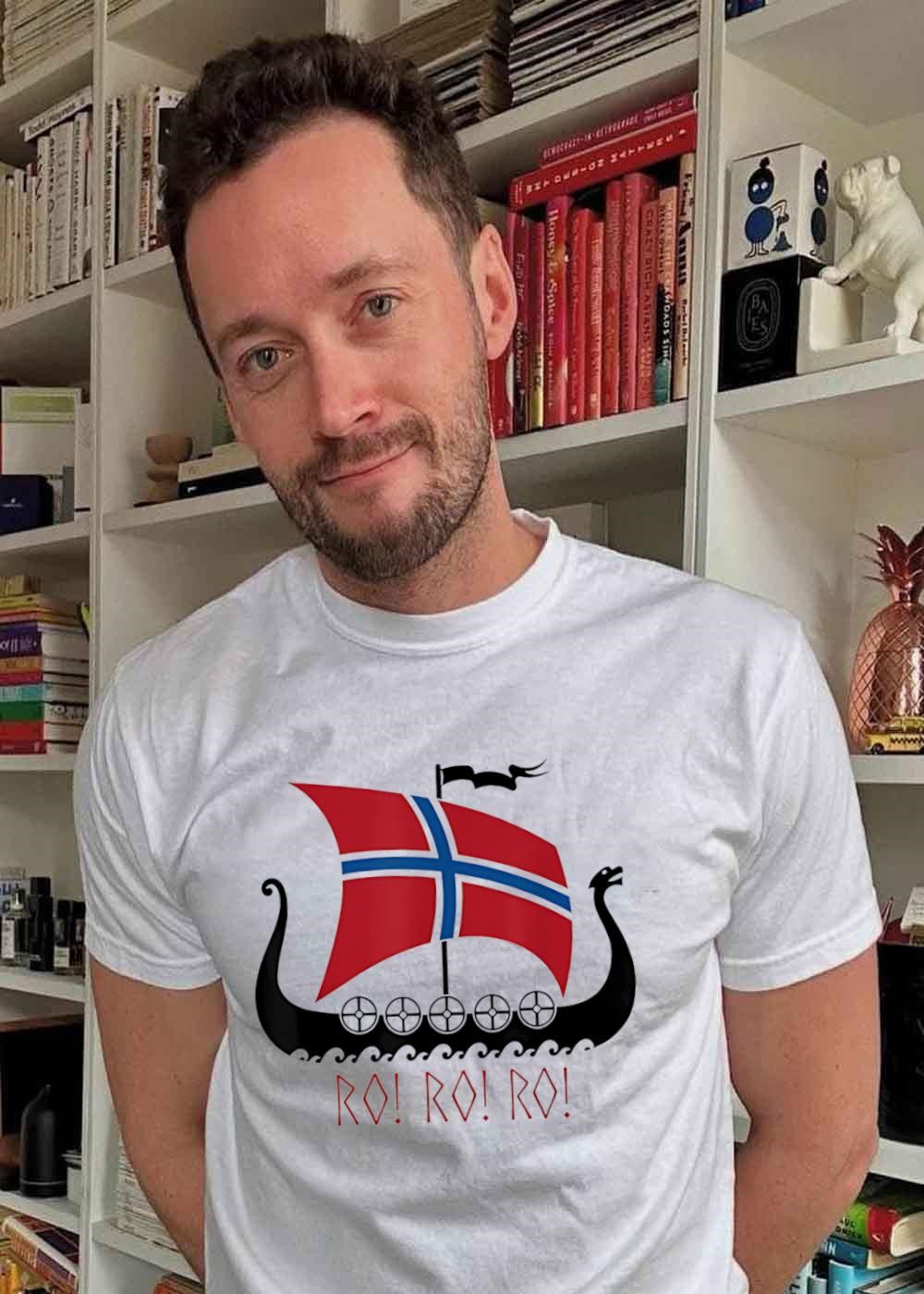 Viking Ship Rowing Norwegian Flag Ro Ro Ro T-Shirt