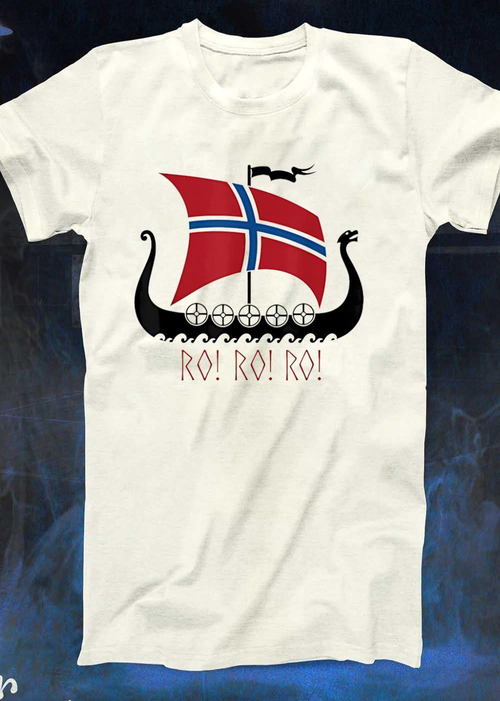 Viking Ship Rowing Norwegian Flag Ro Ro Ro T-Shirt