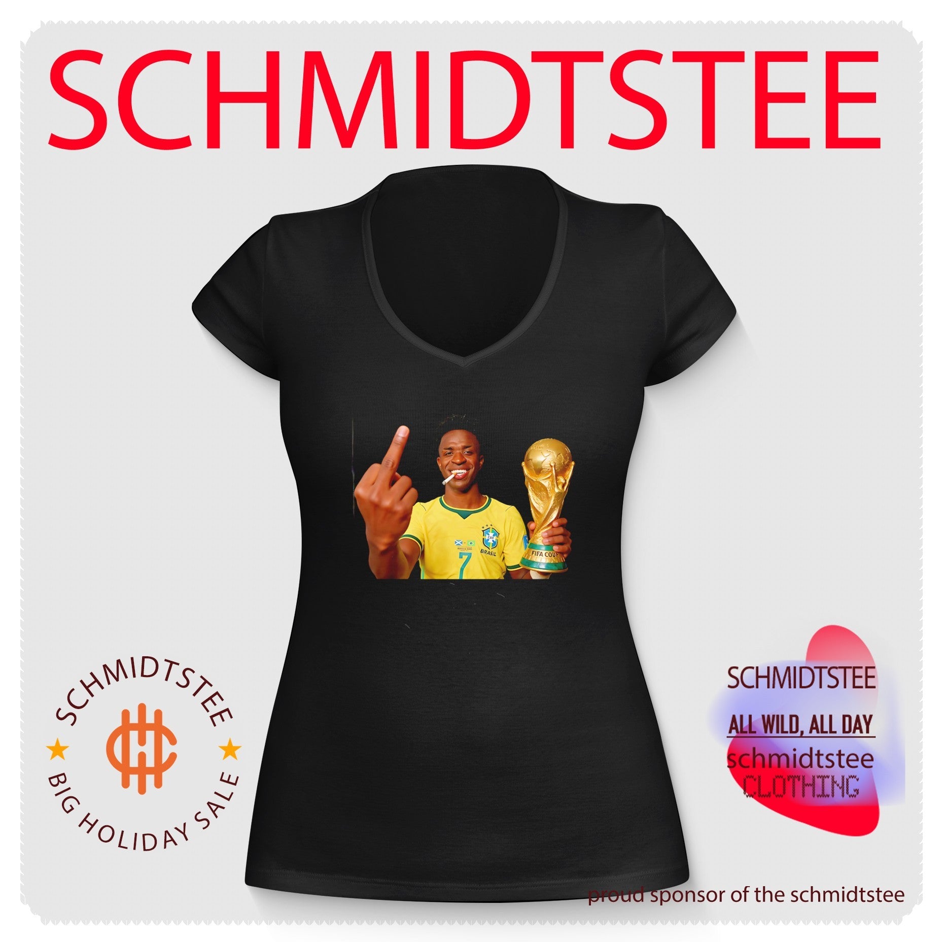 Vinicius Jr smoking holding trophy middle finger 2026 World Cup shirt