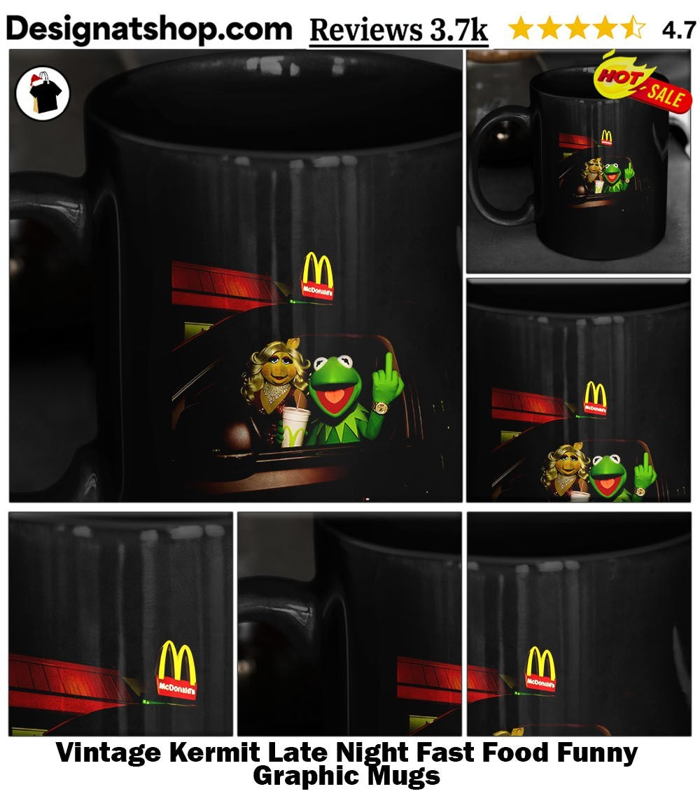 Vintage Kermit Late Night Fast Food Funny Graphic shirt