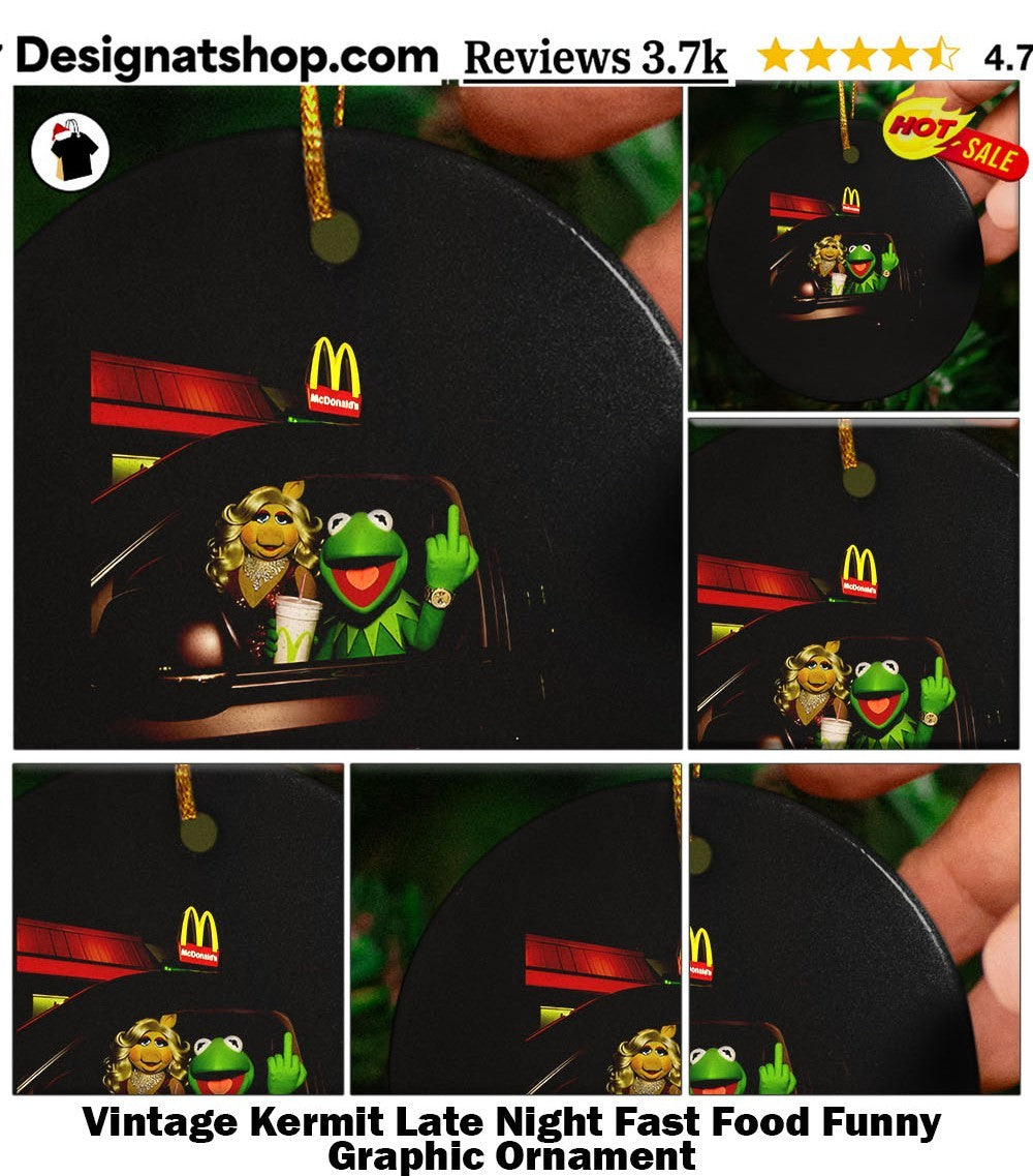 Vintage Kermit Late Night Fast Food Funny Graphic shirt