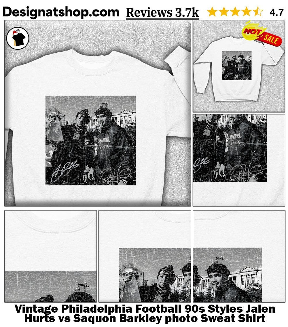Vintage Philadelphia Football 90s Styles Jalen Hurts vs Saquon Barkley photo shirt