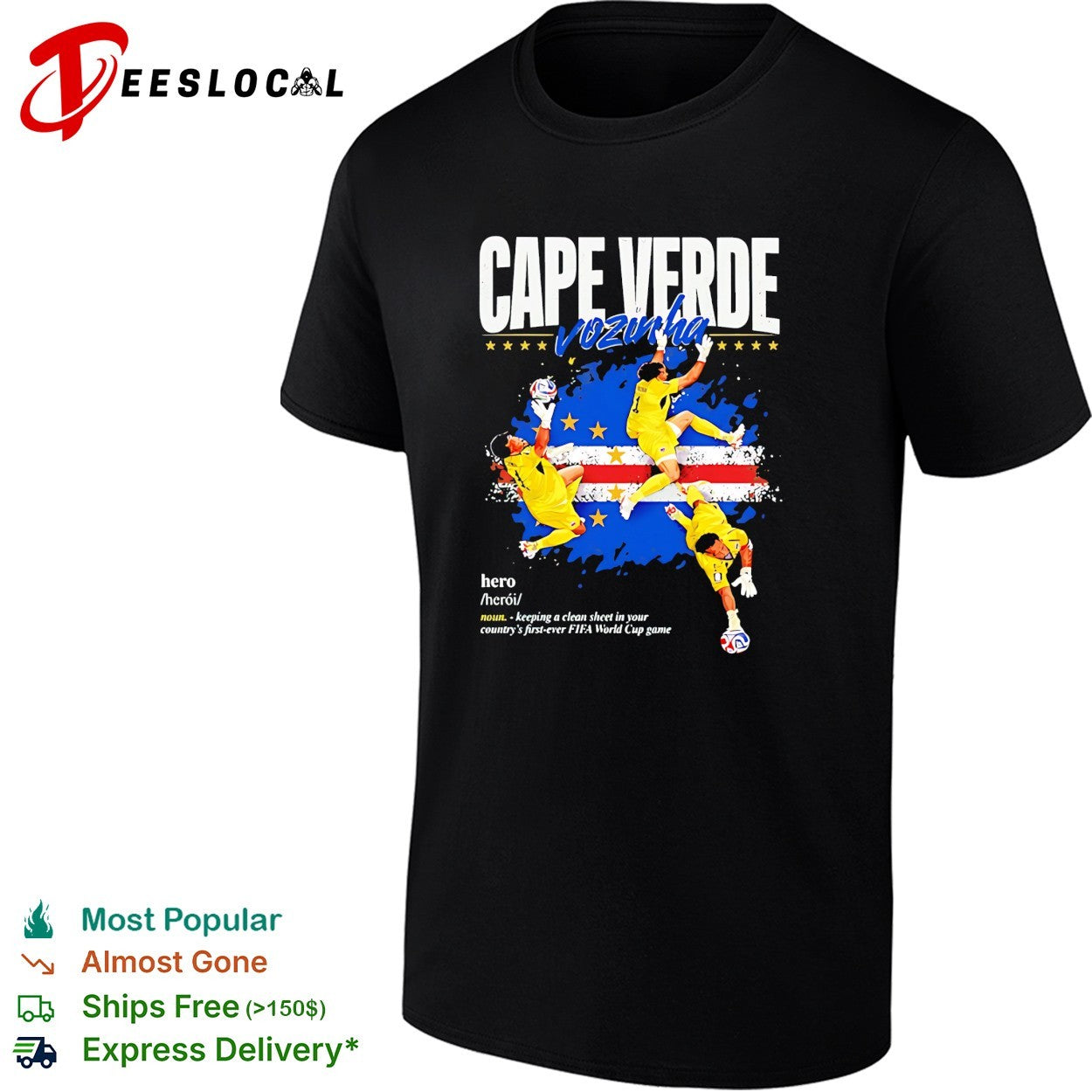 Vozinha Cape Verde hero clean sheet goalkeeper flag retro shirt