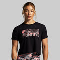 BP Flag Crop Tee (Black/Pink Woodland)