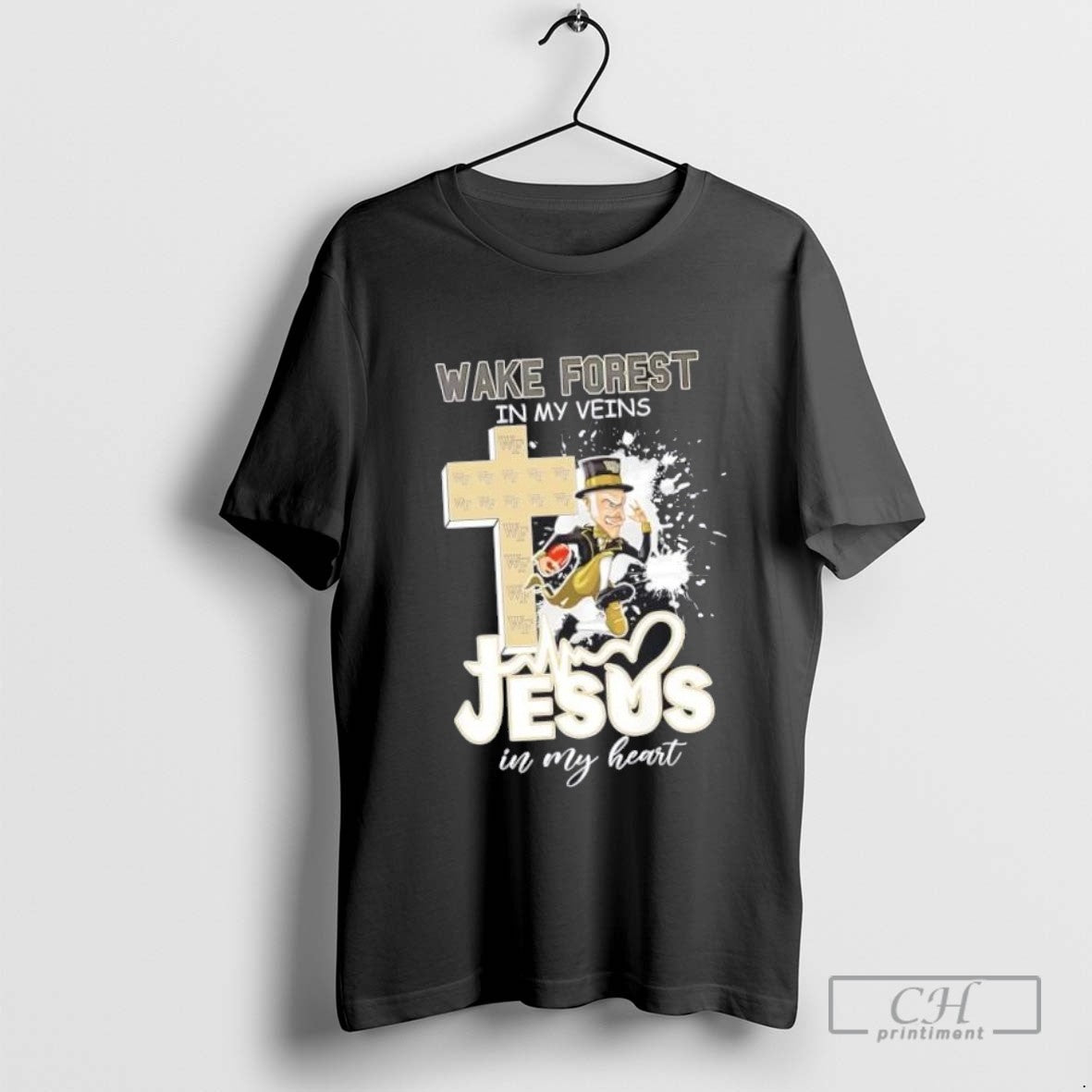 Wake Forest Demon Deacons In My Veins Jesus In My Heart Cross Mascot