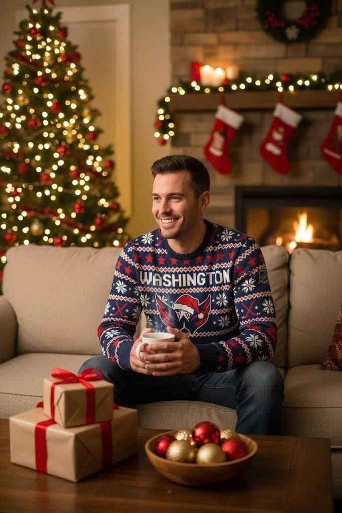 Washington Capitals NHL Ugly Christmas Sweater – Red, White & Blue “Caps” Holiday Knit