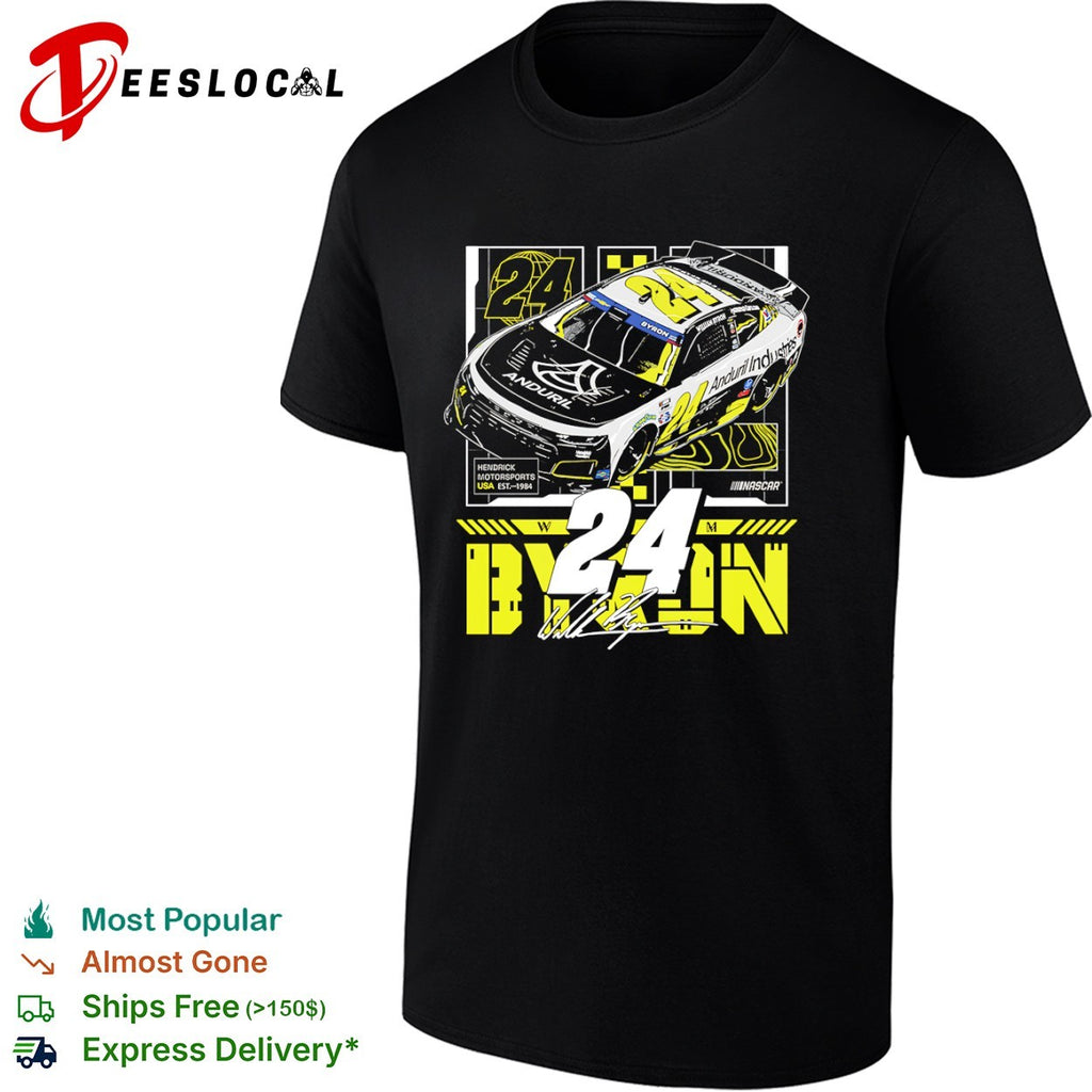 William Byron Hendrick Motorsports race car 24 Anduril Industries USA est 1984 NASCAR shirt