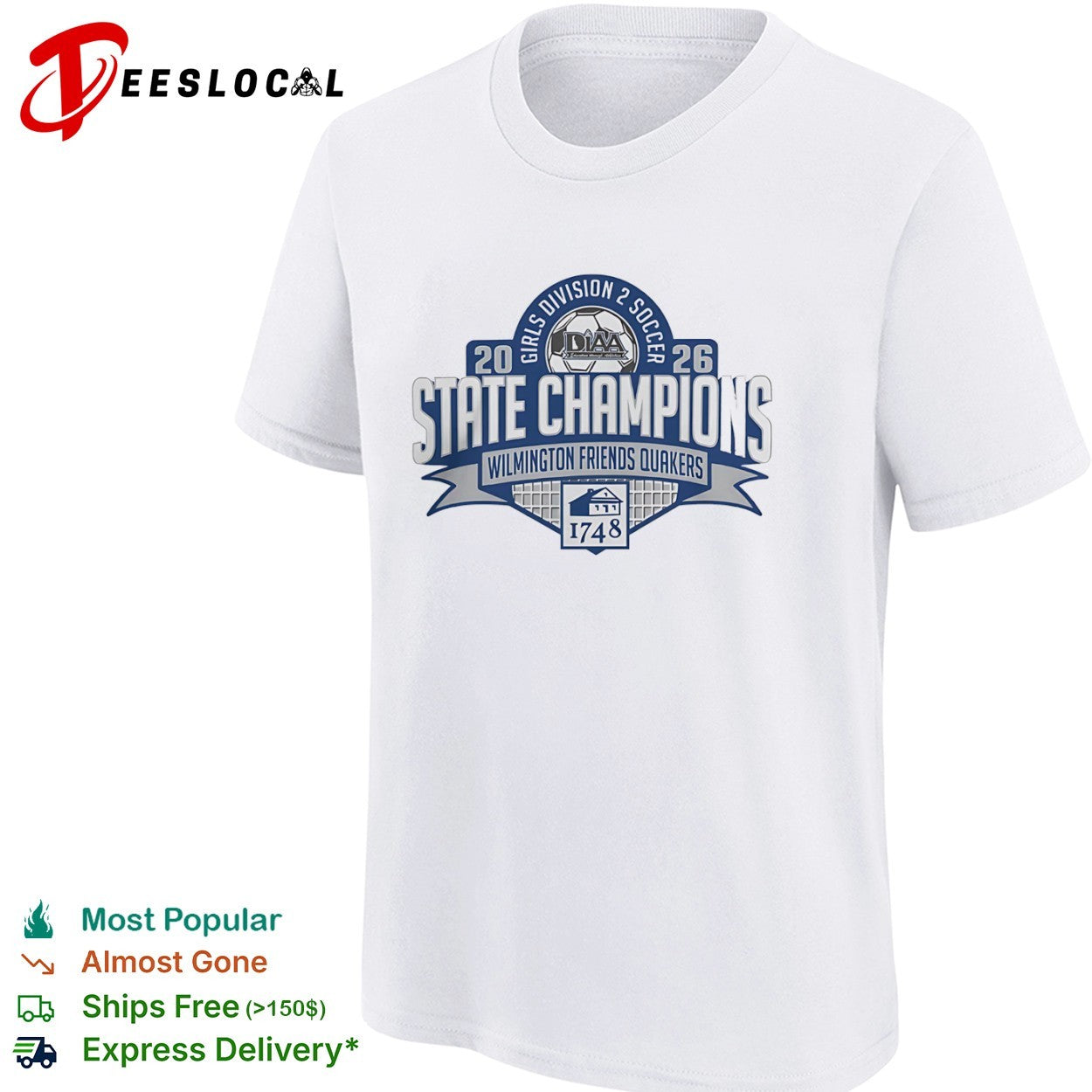 Wilmington Friends Quakers 2026 State Champions DIAA Girls Division 2 Soccer shirt