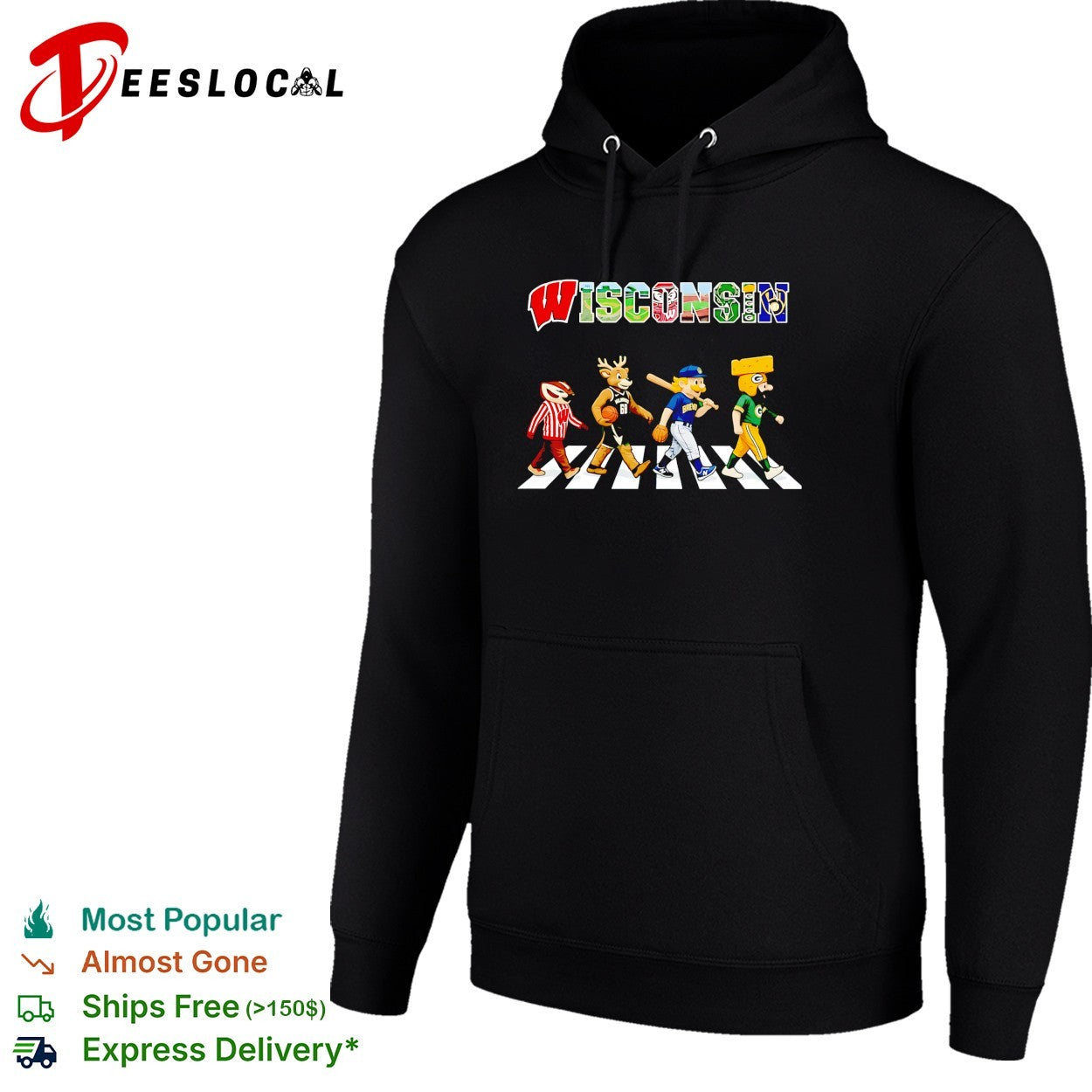 Wisconsin Badgers Bucks Brewers Packers mascots crossing shirt