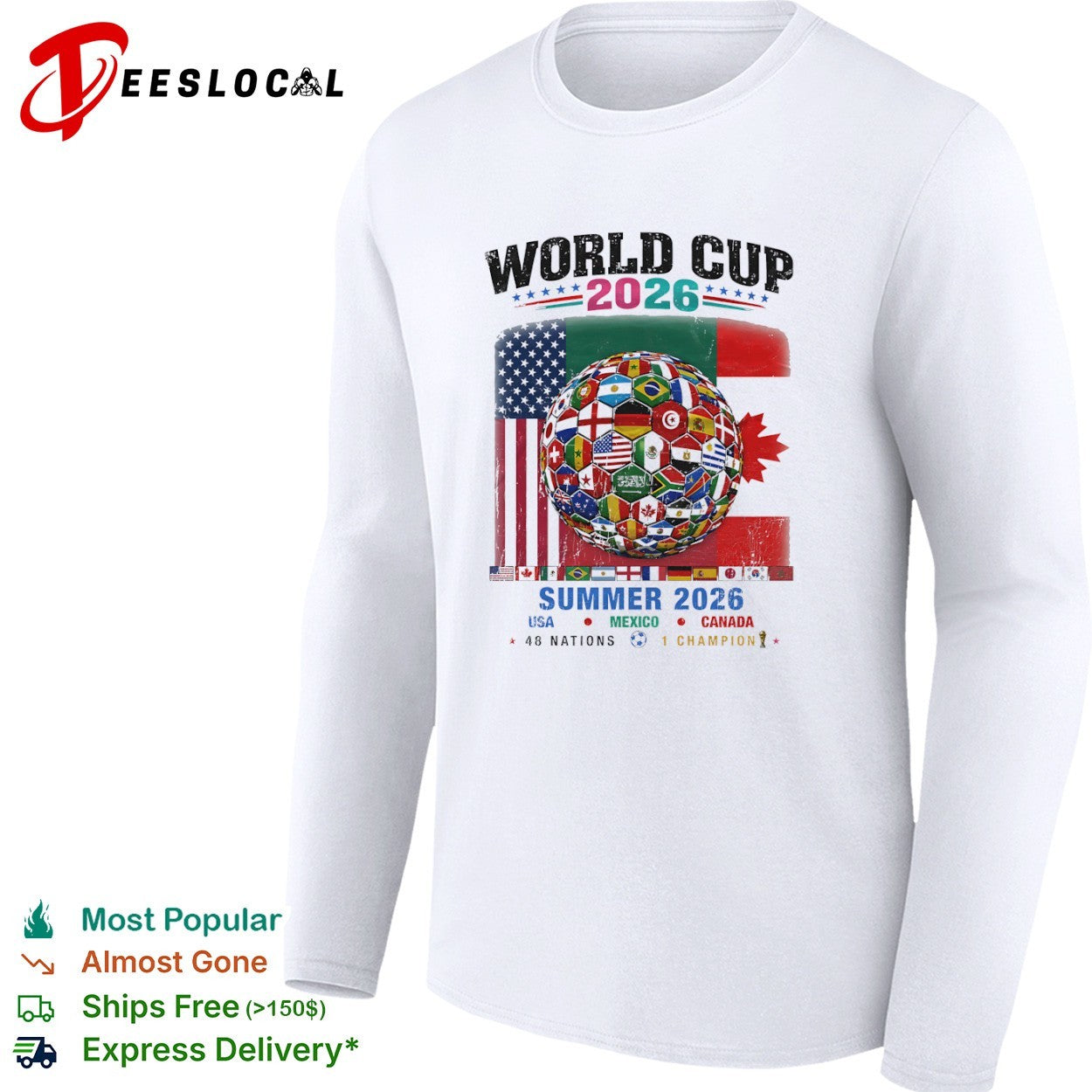 World Cup 2026 summer USA Mexico Canada 48 nations 1 champion flags ball shirt