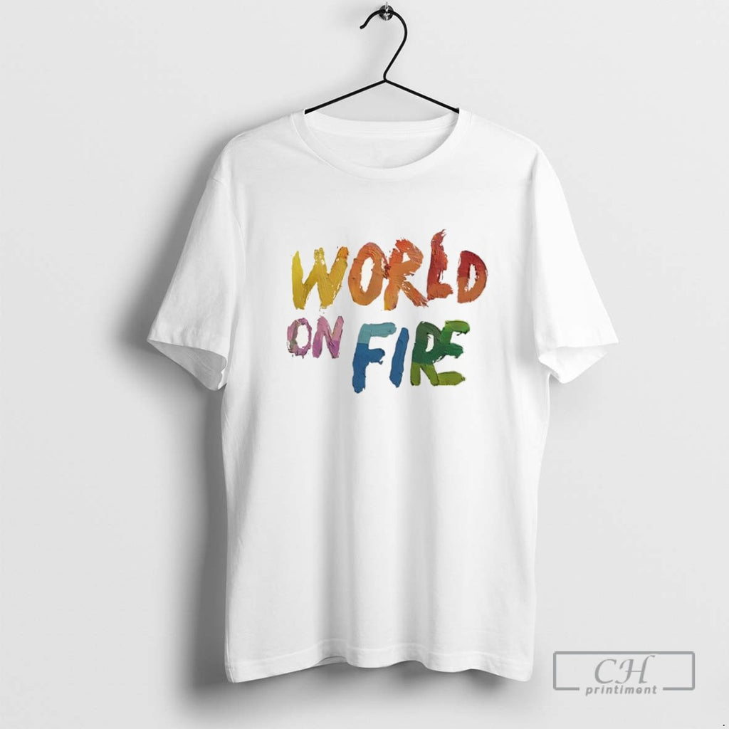 World On Fire Text Vintage