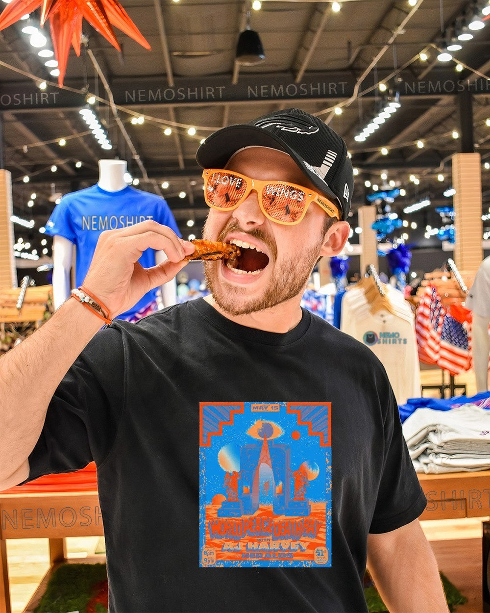 World peace death ray with AJ Harvey and Heralds Oklahoma City shirt
