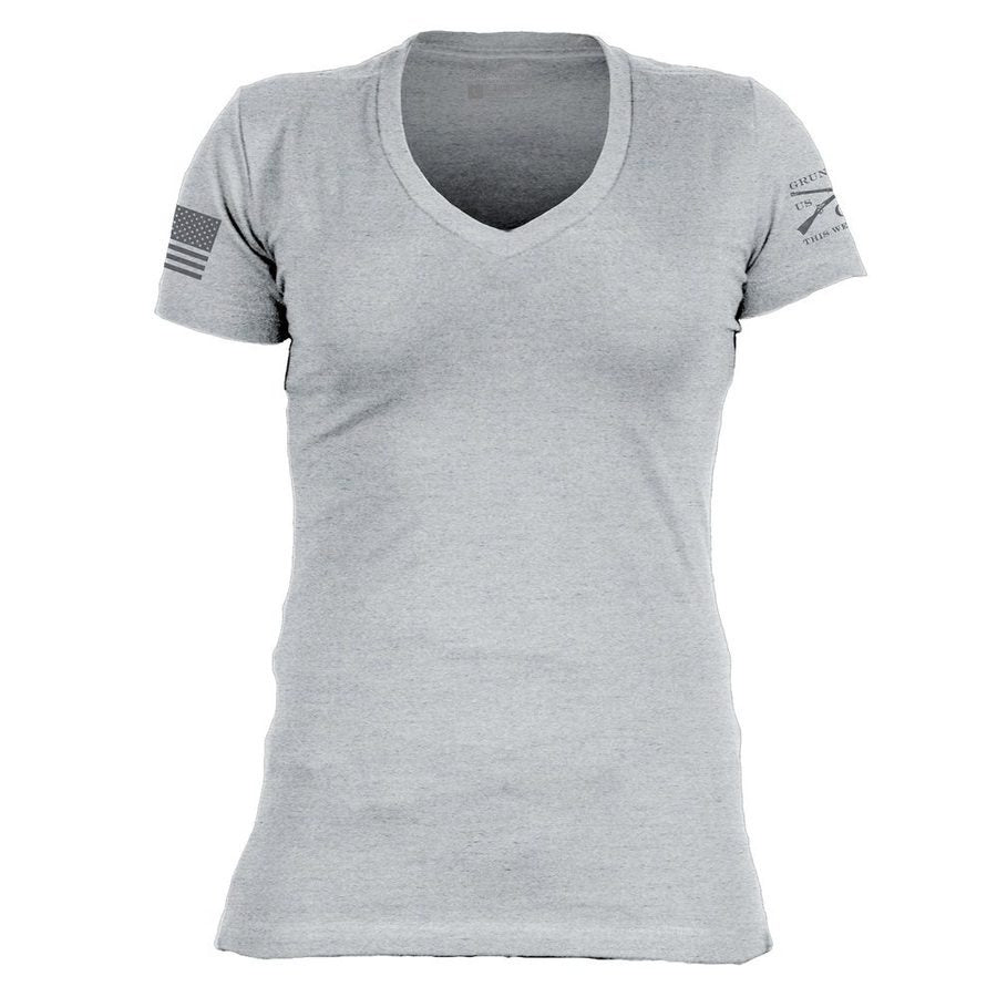 Basic T-Shirt Women's V-Neck - Dark Heather Gray