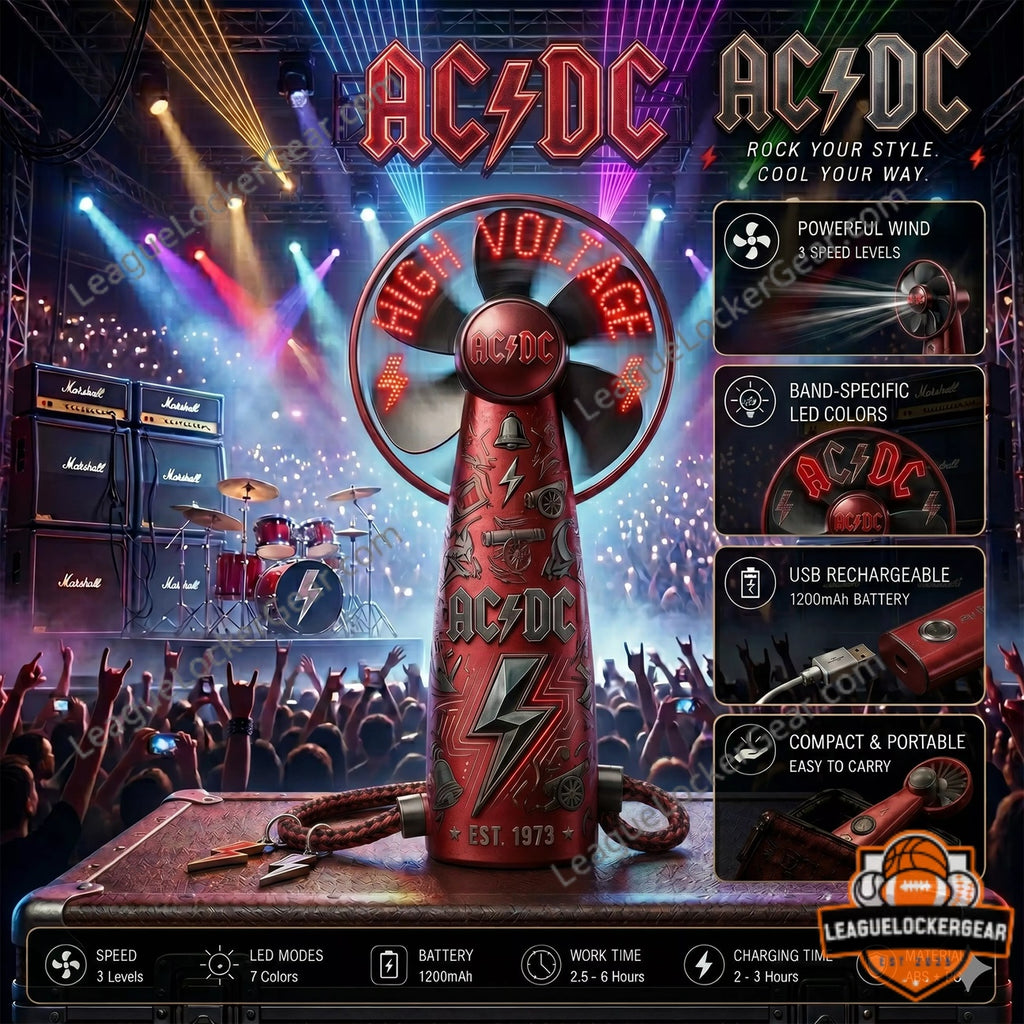 AC/DC High Voltage Est 1973 Led Handheld Fan
