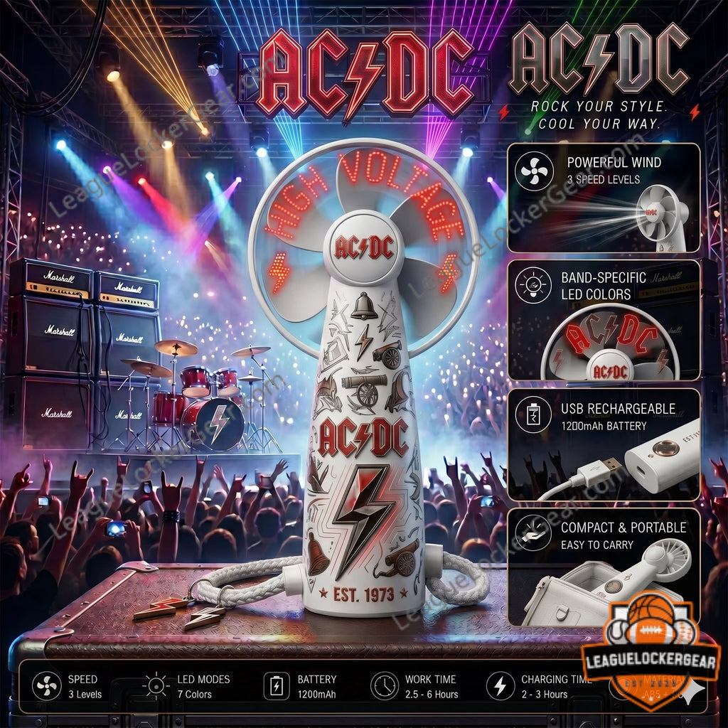 AC/DC High Voltage Est 1973 Led Handheld Fan