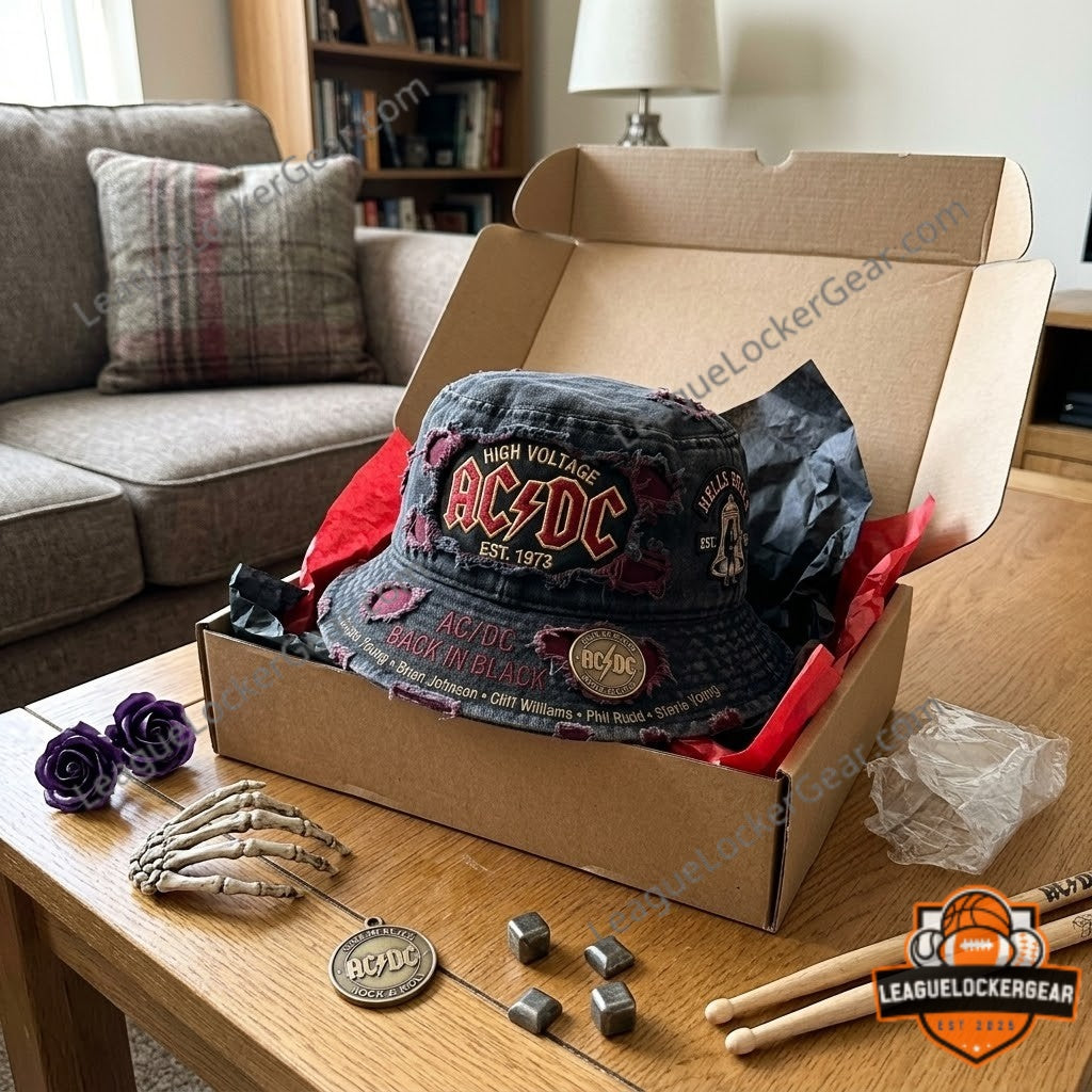 AC/DC High Voltage Est 1973 Hells Bells Back In Black Bucket Hat