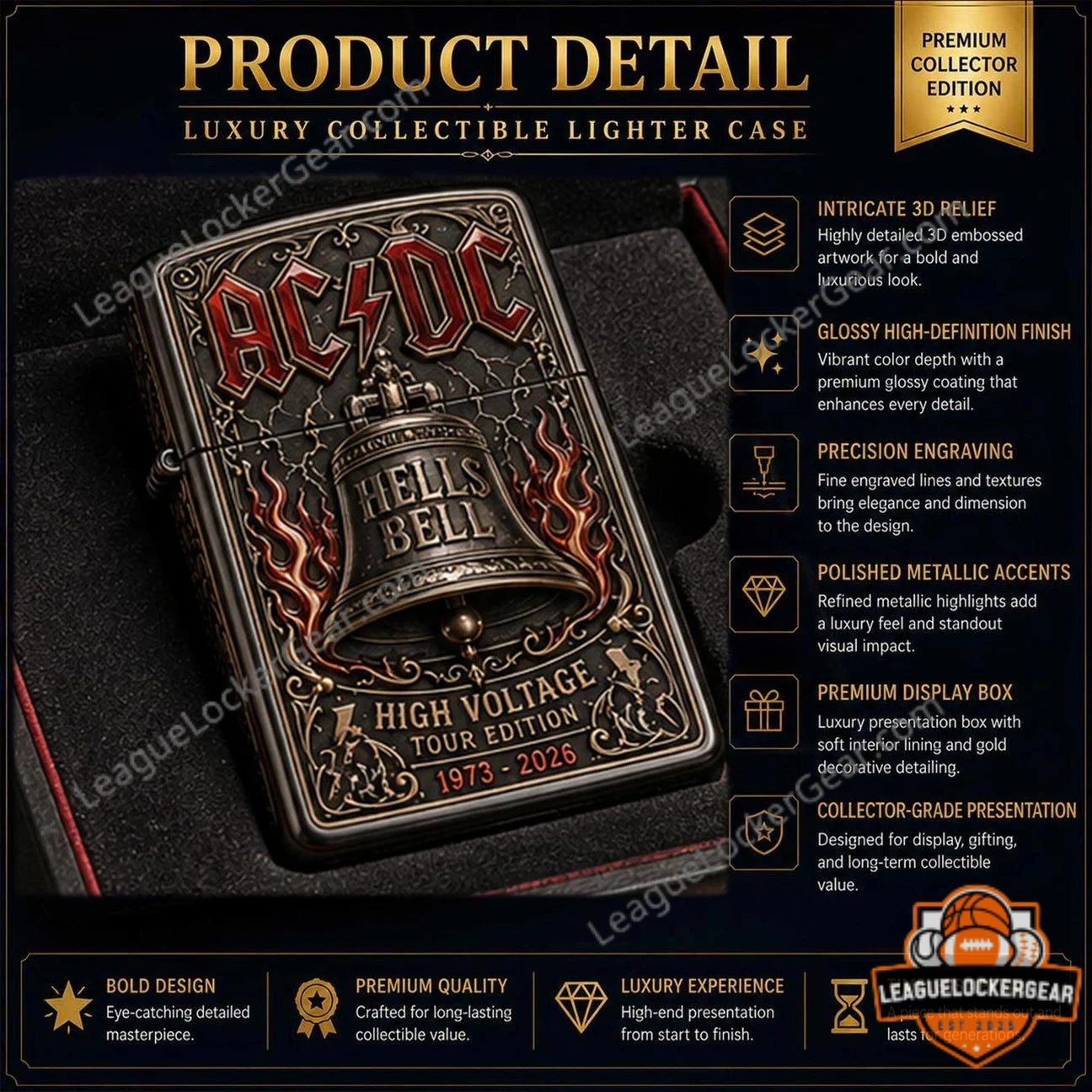 AC/DC High Voltage Tour Edition 1973-2026 Hells Bell Zippo Lighter