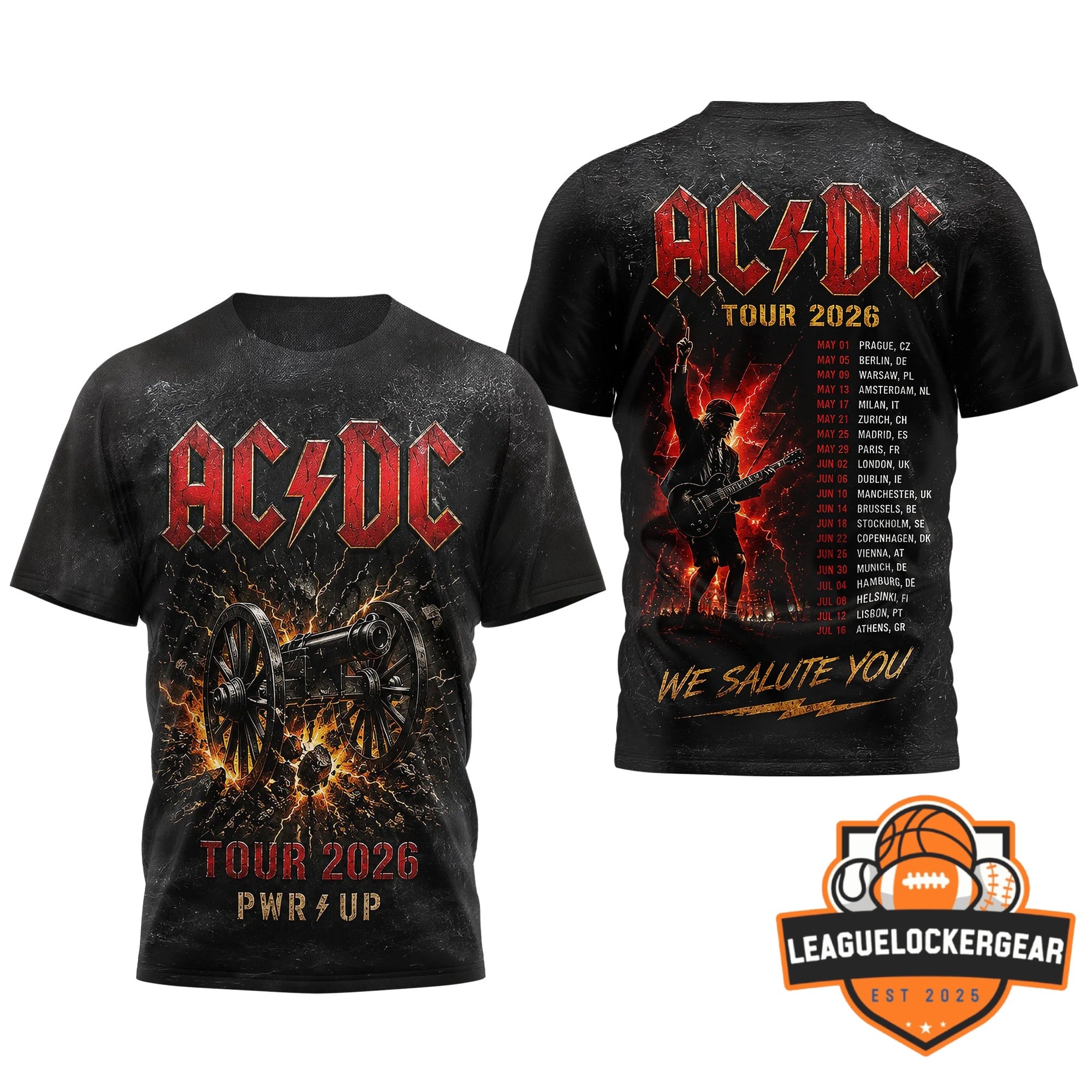AC/DC Tour 2026 PWR/UP 3D T-Shirt
