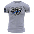 Still Standing Blue Line T-Shirt - Dark Heather Gray