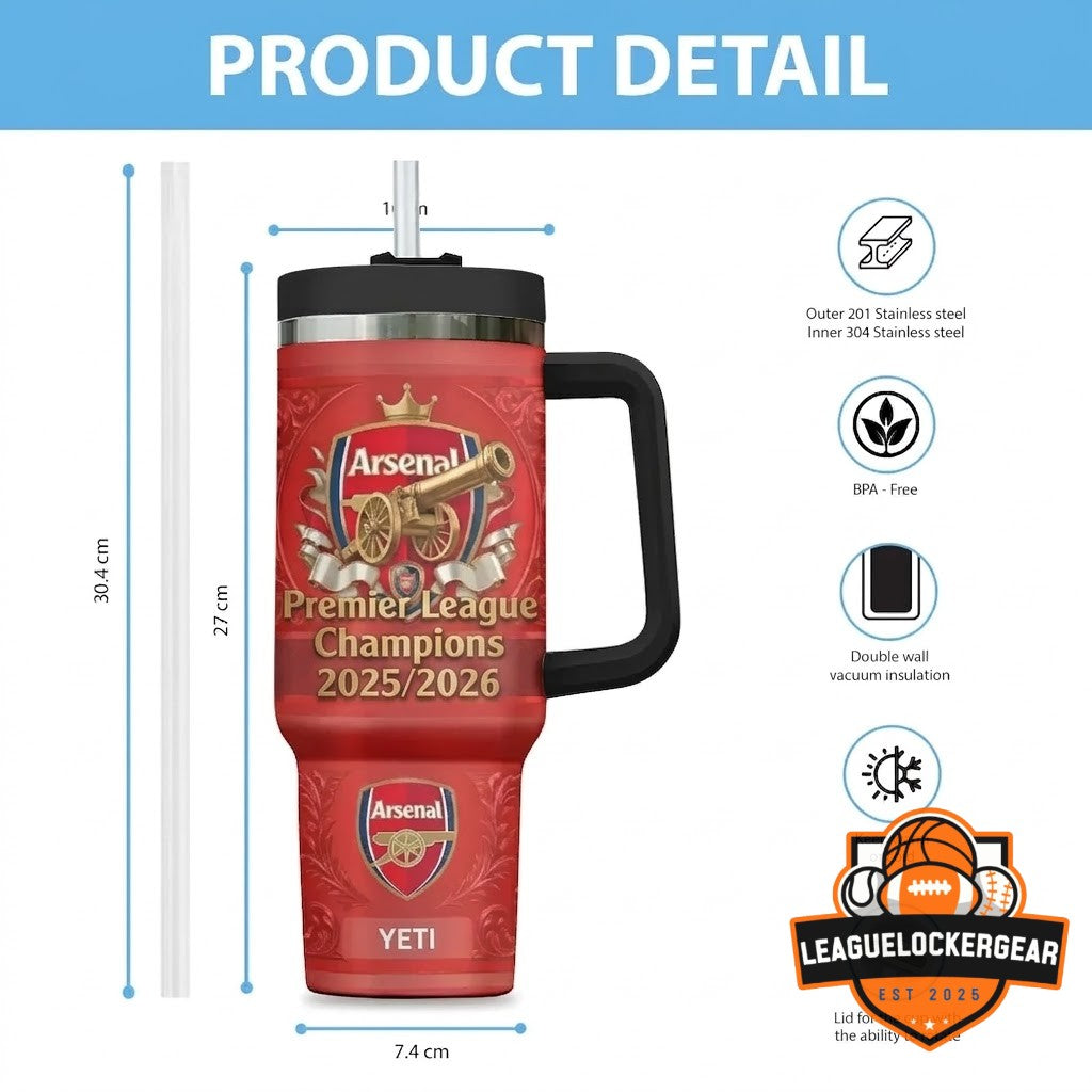 Arsenal FC Premier League Champions 2025/2026 Handled Tumbler