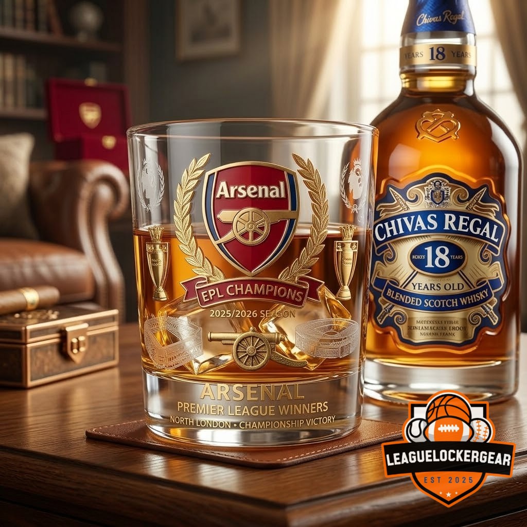 Arsenal Premier League Champions 2025/2026 Season Whiskey Glass