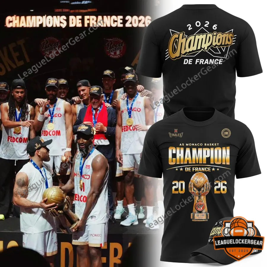 AS Monaco Basket Champions De France 2026 T-Shirt