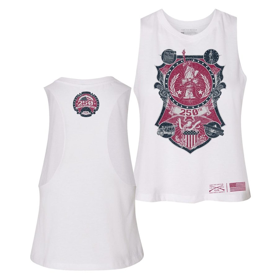 Women's 250th Commemorative Racerback Cropped Tank  - White