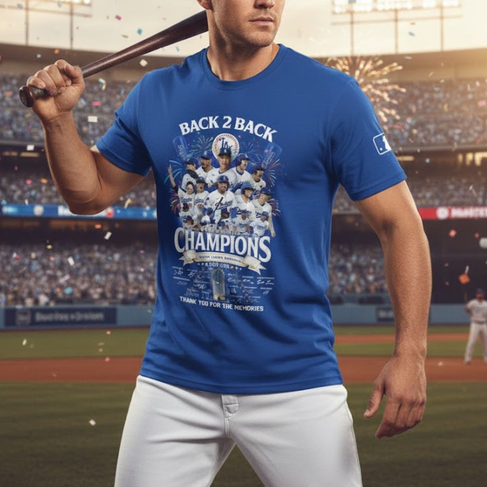 Back 2 Back Champions 2025 Baseball T-Shirt – LA Dodgers World Series Fan Tee