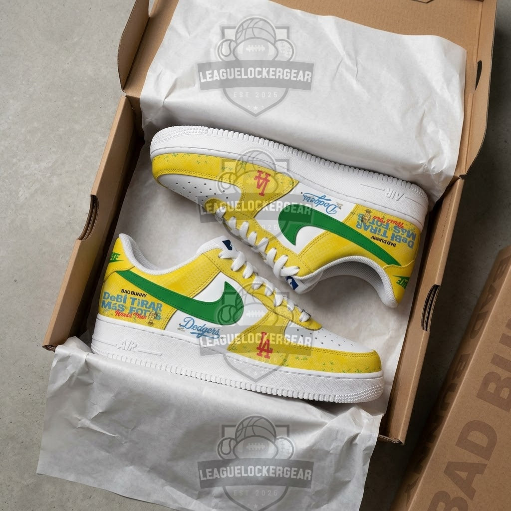 Bad Bunny Los Angeles Dodgers DeBí TIRAR Más FOToS World Tour Custom Sneakers