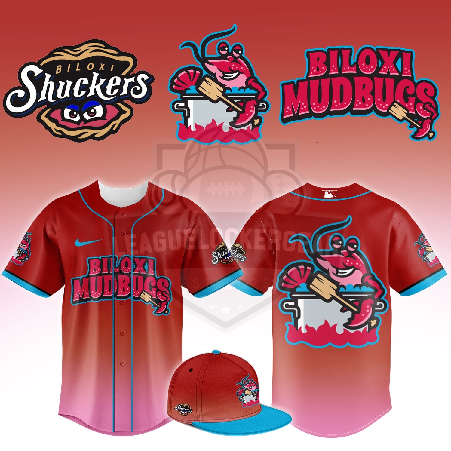 Biloxi Shuckers Biloxi Mudbugs Baseball Jersey and Cap Set