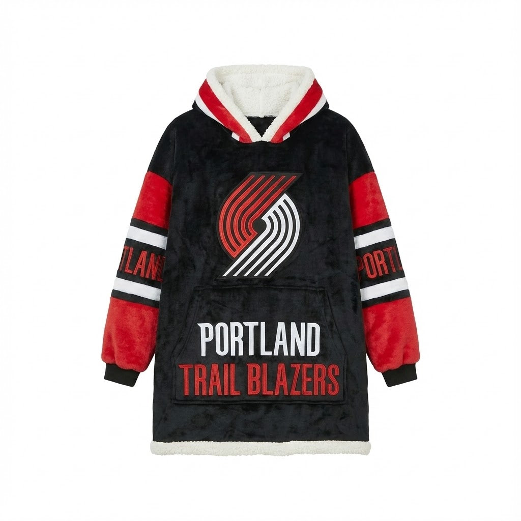 Portland Trail Blazers NBA Sherpa Hoodie Blanket – “Rip City” Blazing Comfy Fleece Poncho