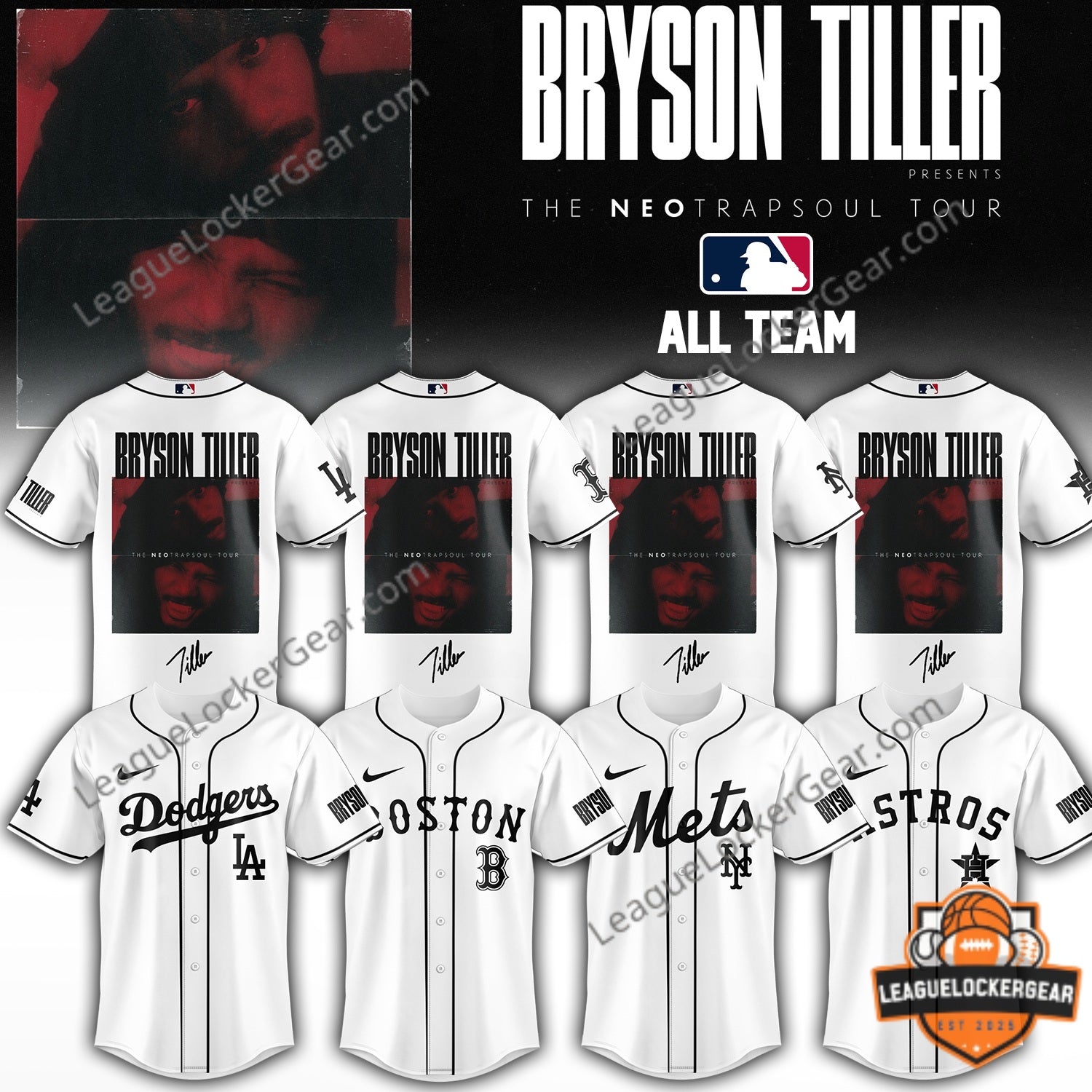 Bryson Tiller The NeotrapSoul Tour All Team MLB Baseball Jersey