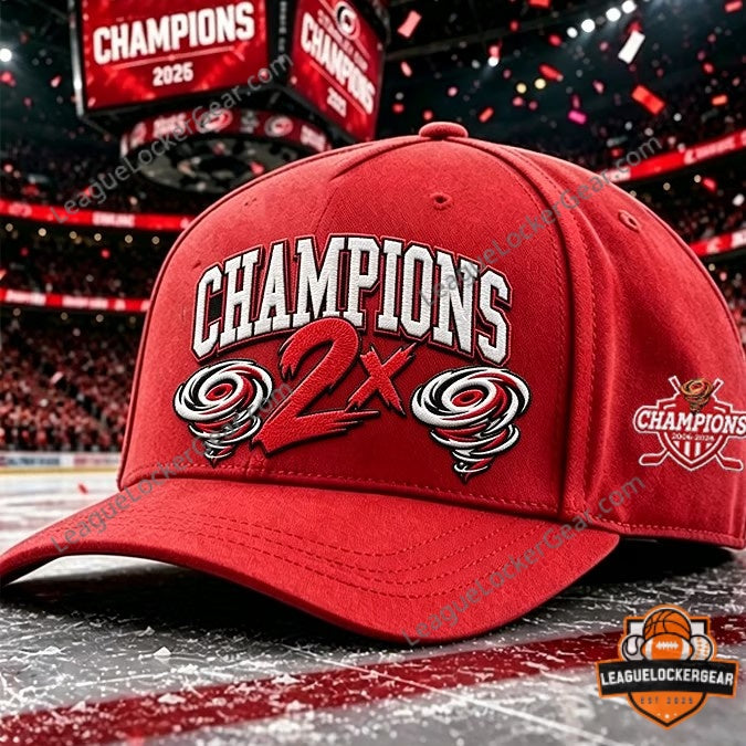 Carolina Hurricanes Stanley Cup 2X Champions 2026 Baseball Cap