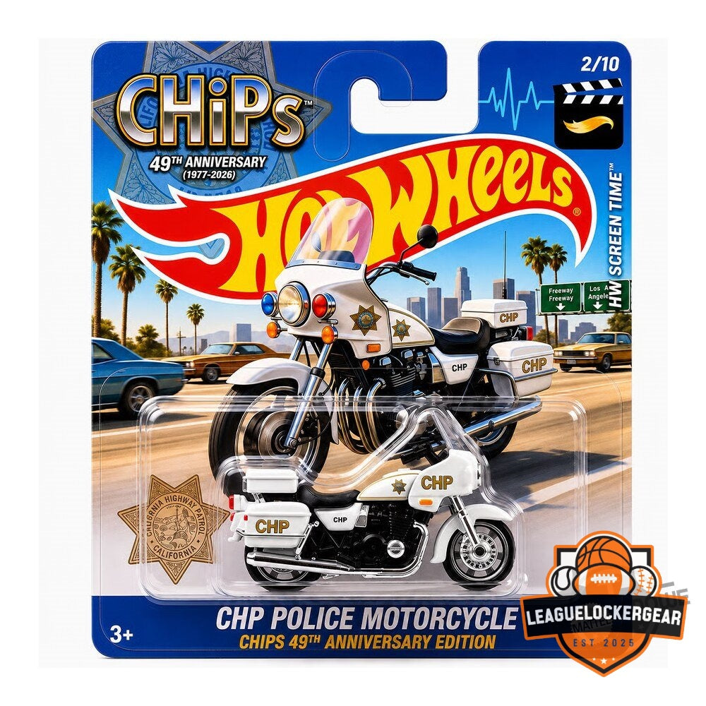 CHiPs 49th Anniversary 1977-2026 Edition Hot Wheels Police Motorcycle Model