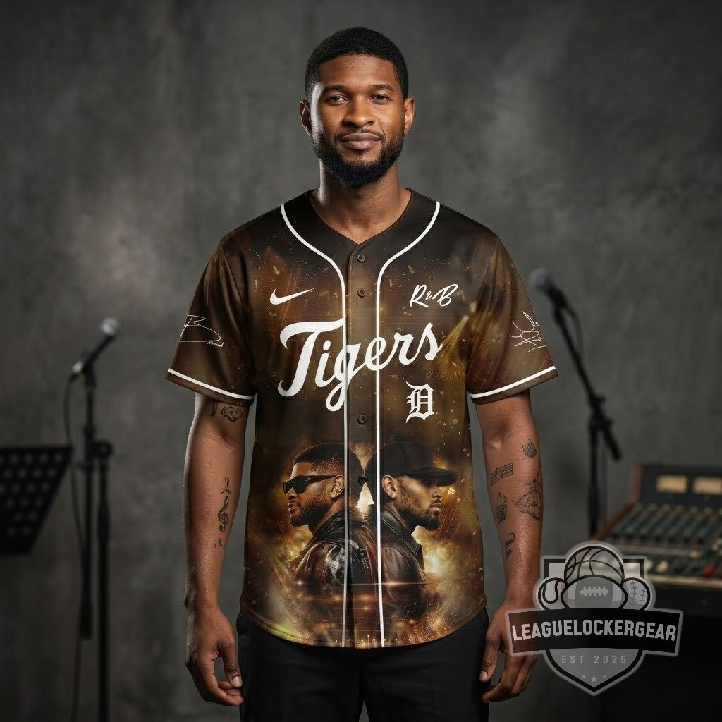 Chris Brown Usher The R&B Tour Detroit Tigers Signed Baseball Jersey