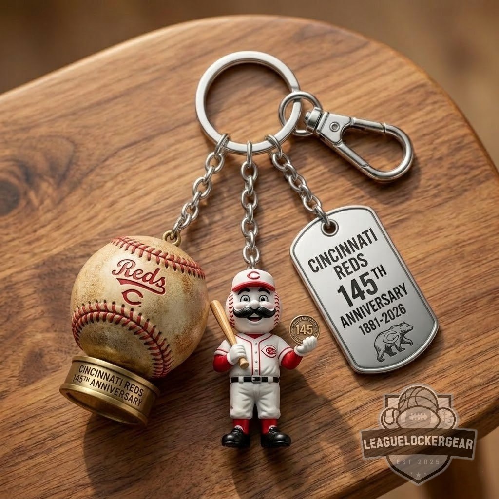 Cincinnati Reds 145th Anniversary 1881-2026 Keychain