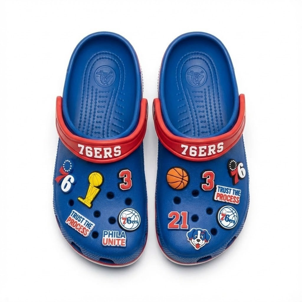 Philadelphia 76ers NBA Crocs Clogs – “Trust The Process” Revolutionary Clog Edition