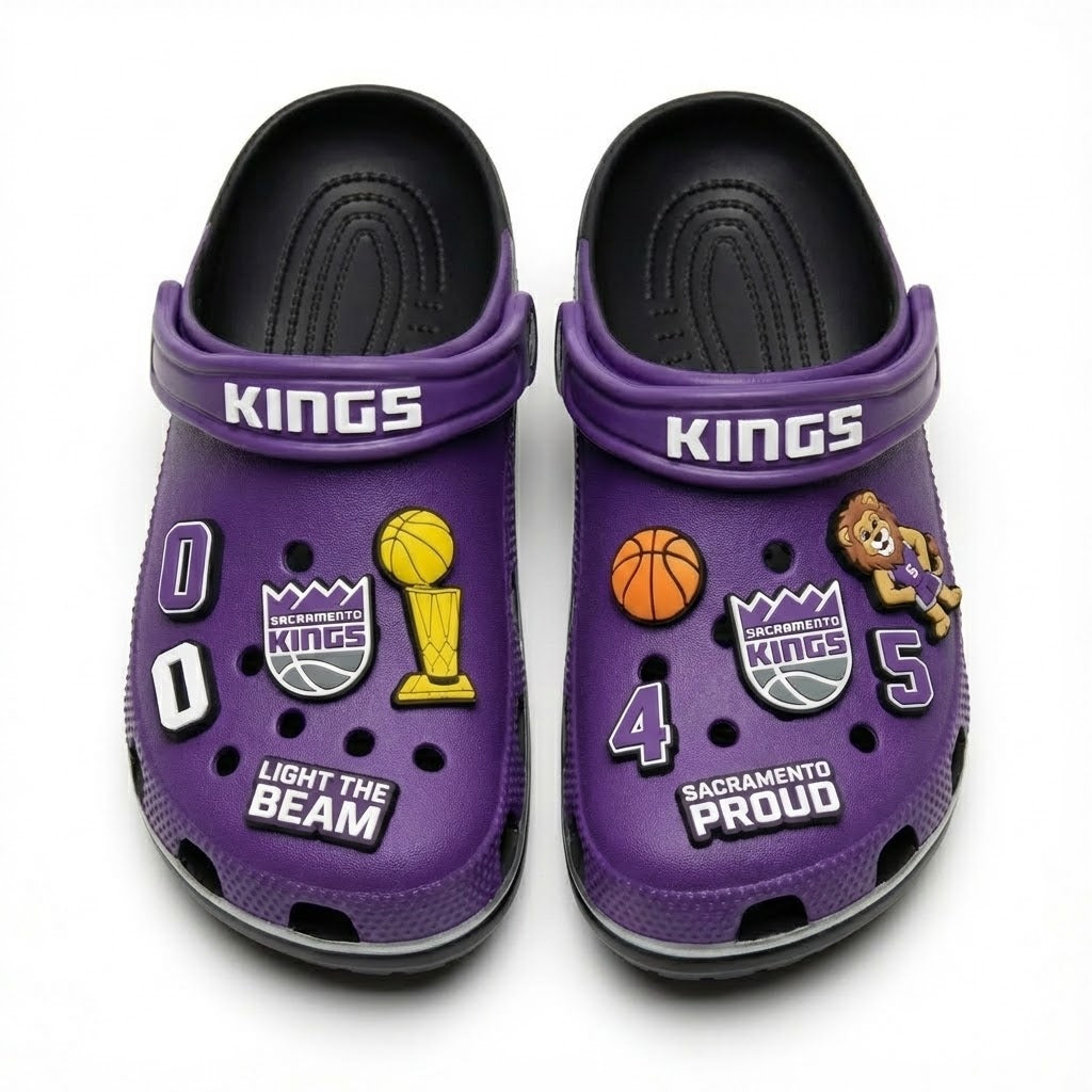 Sacramento Kings NBA Crocs Clogs – “Light The Beam” Royal Court Kicks