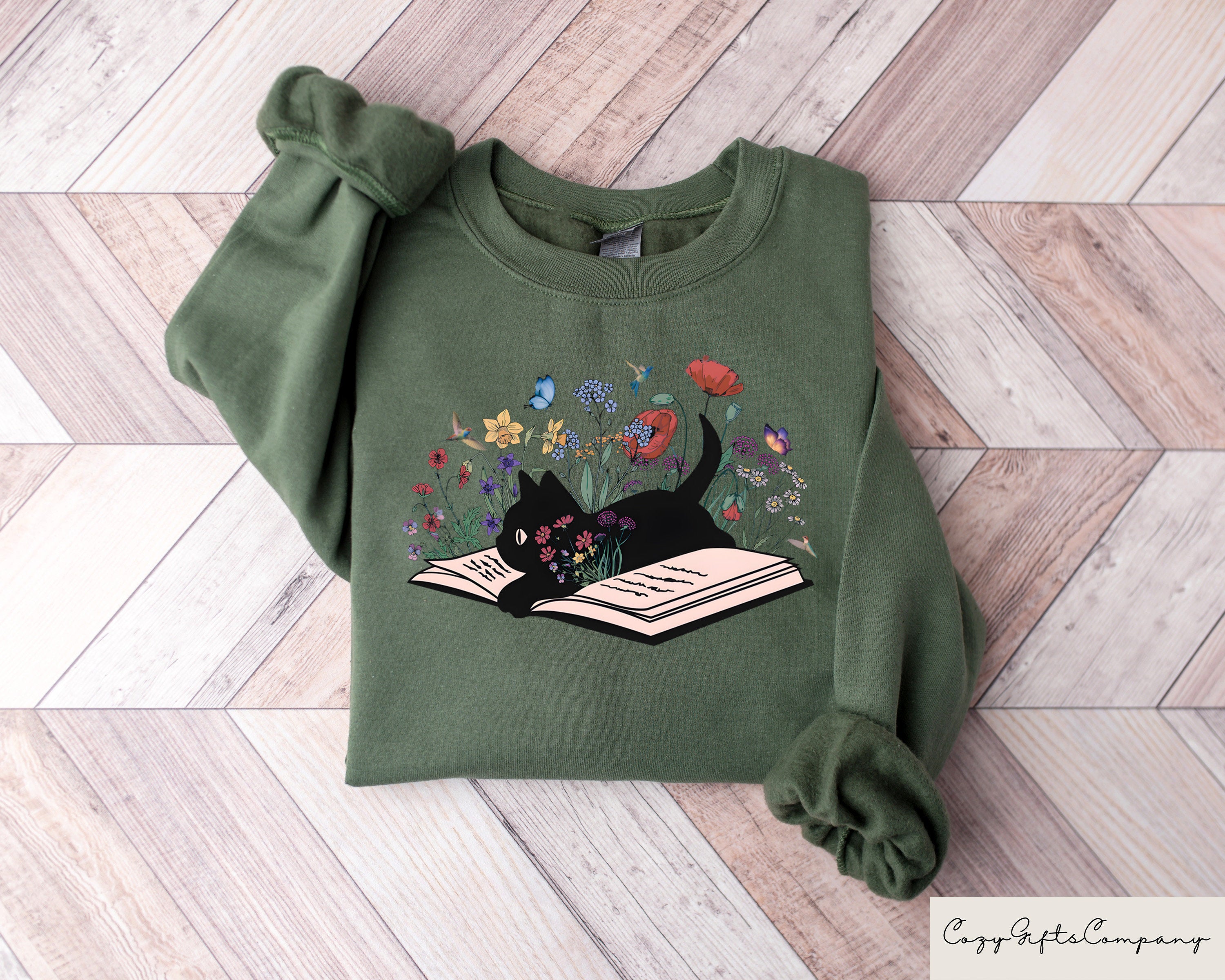 Floral Cat Bookish Book Lover Cat Lover Librarian Floral Ca (2)