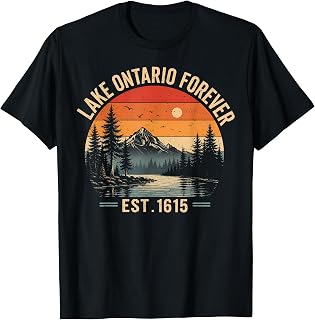 Vintage Lake Ontario Retro Sunset Pine Trees Outdoors Unisex T-shirt, Sweatshirt, Hoodie (1)