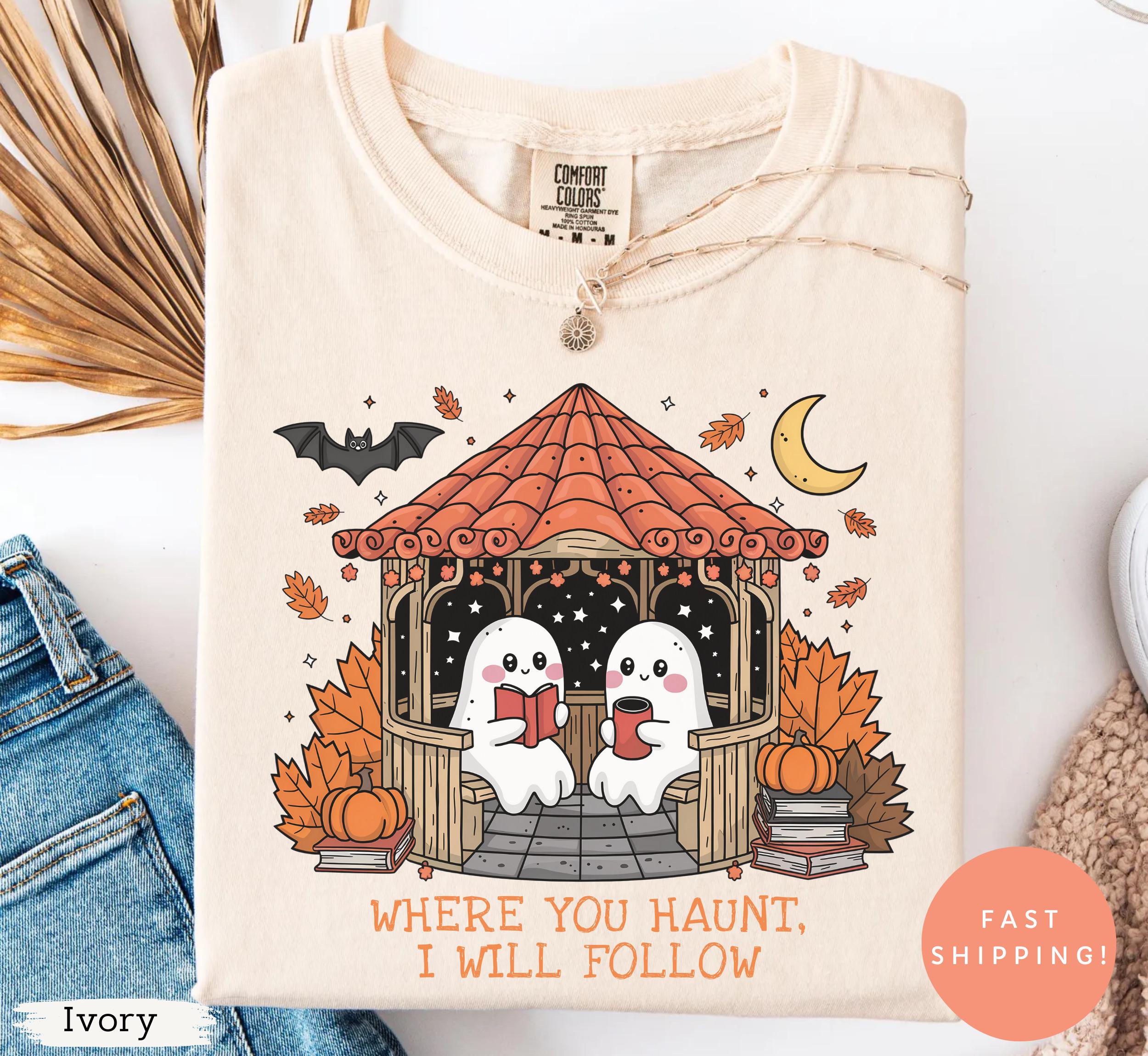 Gilmore Ghouls Where Haunt Follow Ghost Halloween Tee Spooky Fall Autum Ghost Couple (1)