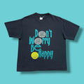 Vintage Faded Black Smiley Face 90s Worry Happy Boxy Fit Medium (1)