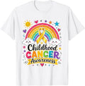 Childhood Cancer Awareness Support Rainbow Gold Ribbon Unisex T-shirt, Sweatshirt, Hoodie (1)
