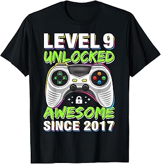 Level Unlocked Since 2017 9th Birthday Gaming Unisex T-shirt, Sweatshirt, Hoodie (1)