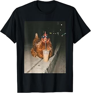 Chicken Drinking Iced Coffee Unisex T-shirt, Sweatshirt, Hoodie (1)