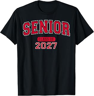 Senior Class 2027 Graduation Varsity Red White Letters Unisex T-shirt, Sweatshirt, Hoodie (1)