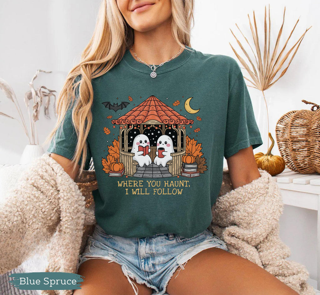 Gilmore Ghouls Where Haunt Follow Ghost Halloween Tee Spooky Fall Autum Ghost Couple (2)