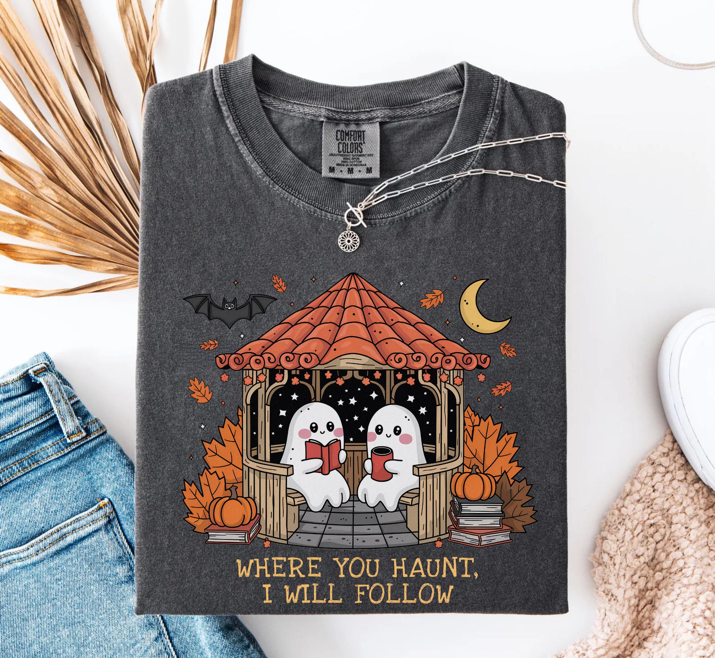 Gilmore Ghouls Where Haunt Follow Ghost Halloween Tee Spooky Fall Autum Ghost Couple (3)