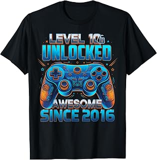 Level 10 Unlocked Since 2016 10th Birthday Gaming Unisex T-shirt, Sweatshirt, Hoodie (1)
